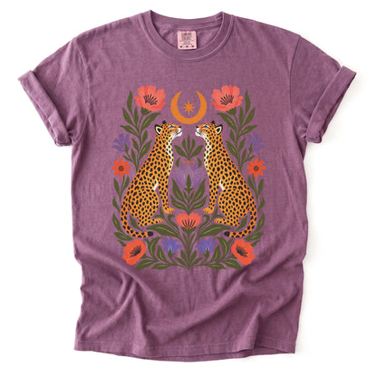 Crescent Moon Folk Cheetahs Vintage Washed T-Shirt