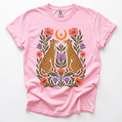 Crescent Moon Folk Cheetahs Vintage Washed T-Shirt