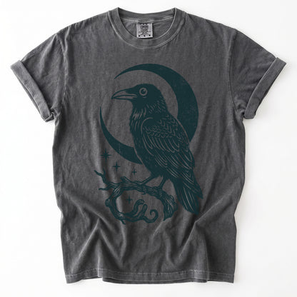 Crescent Moon Raven Vintage Washed T-Shirt