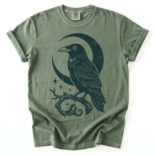 Crescent Moon Raven Vintage Washed T-Shirt