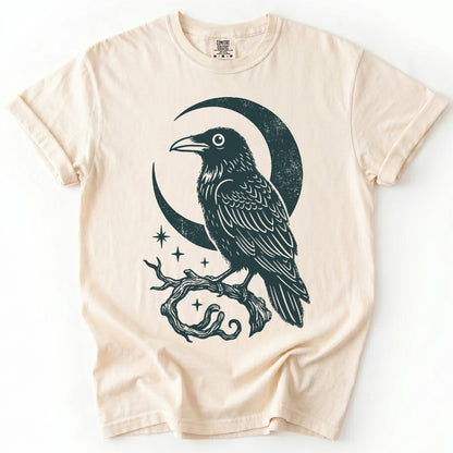 Crescent Moon Raven Vintage Washed T-Shirt