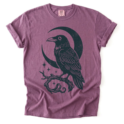 Crescent Moon Raven Vintage Washed T-Shirt