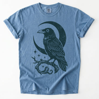 Crescent Moon Raven Vintage Washed T-Shirt