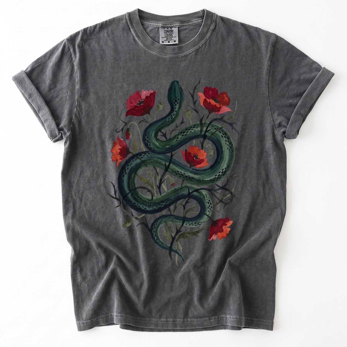 Dark Snake & Poppy Vintage Washed T-Shirt