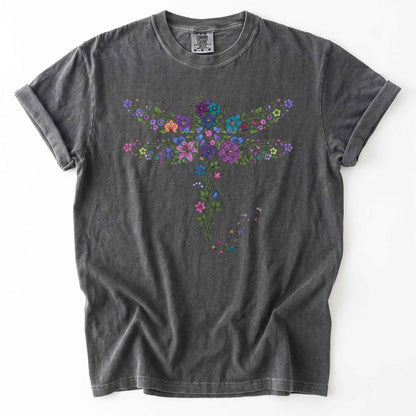Botanical Floral Dragonfly Heavyweight T-Shirt