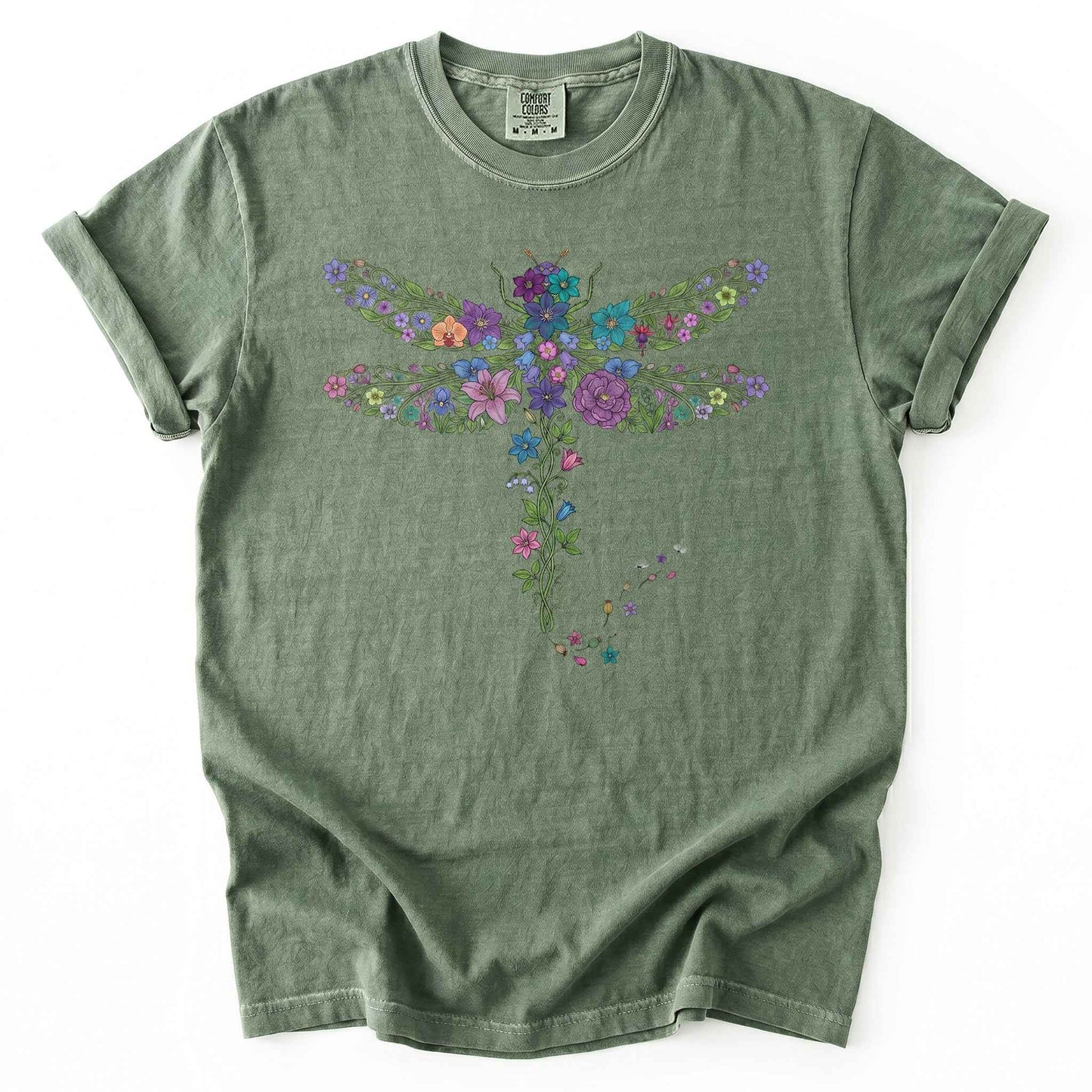 Botanical Floral Dragonfly Heavyweight T-Shirt