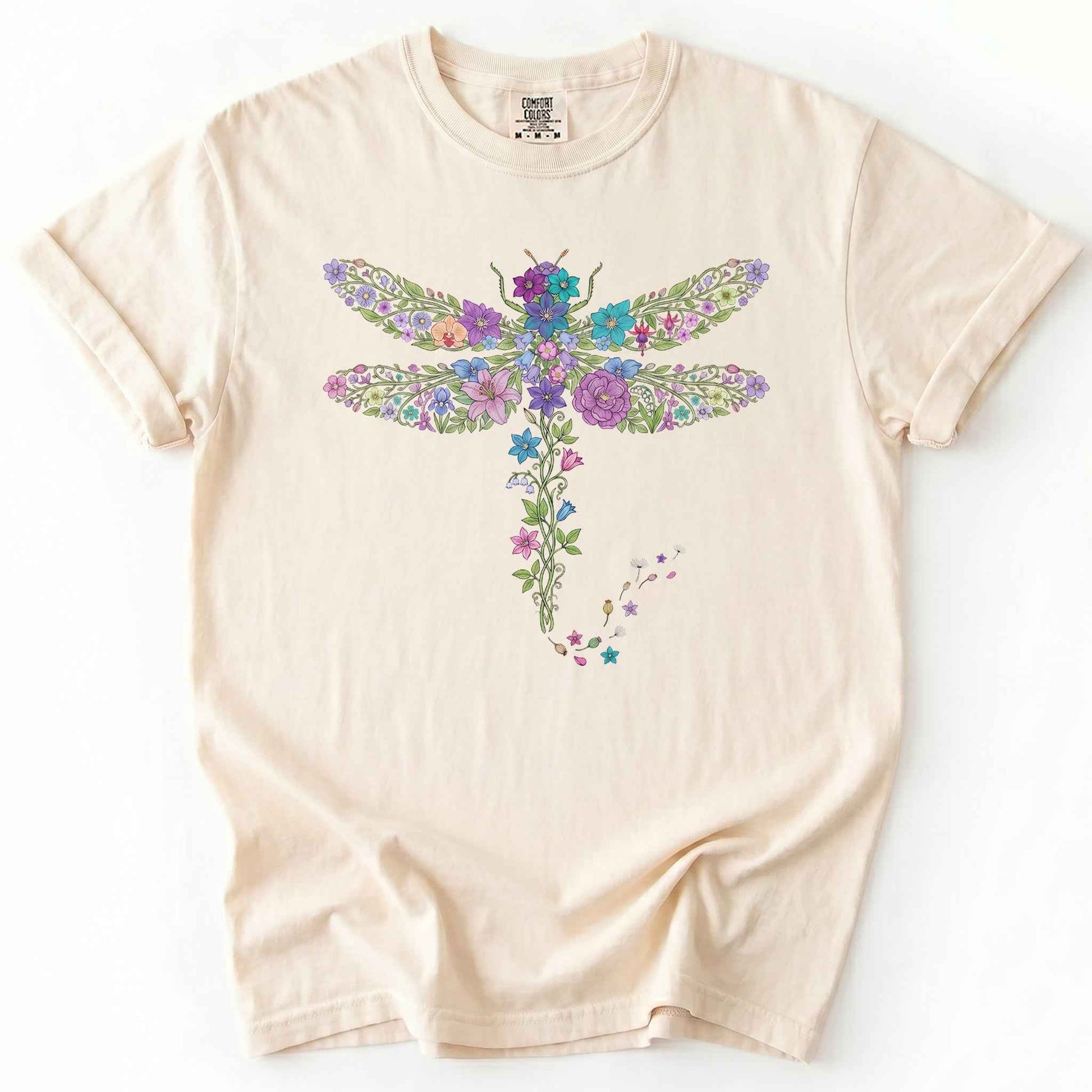 Botanical Floral Dragonfly Heavyweight T-Shirt