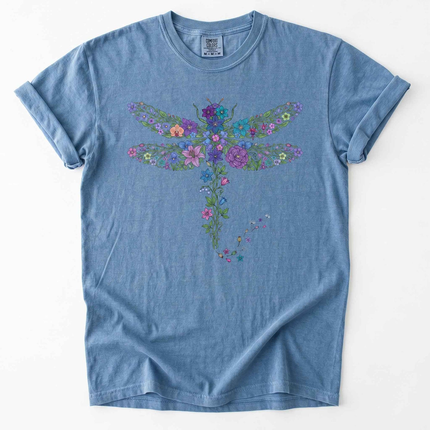 Botanical Floral Dragonfly Heavyweight T-Shirt
