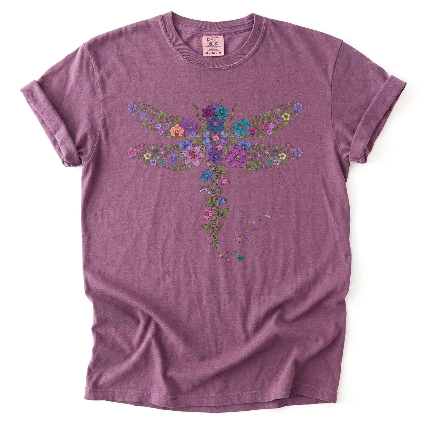 Botanical Floral Dragonfly Heavyweight T-Shirt