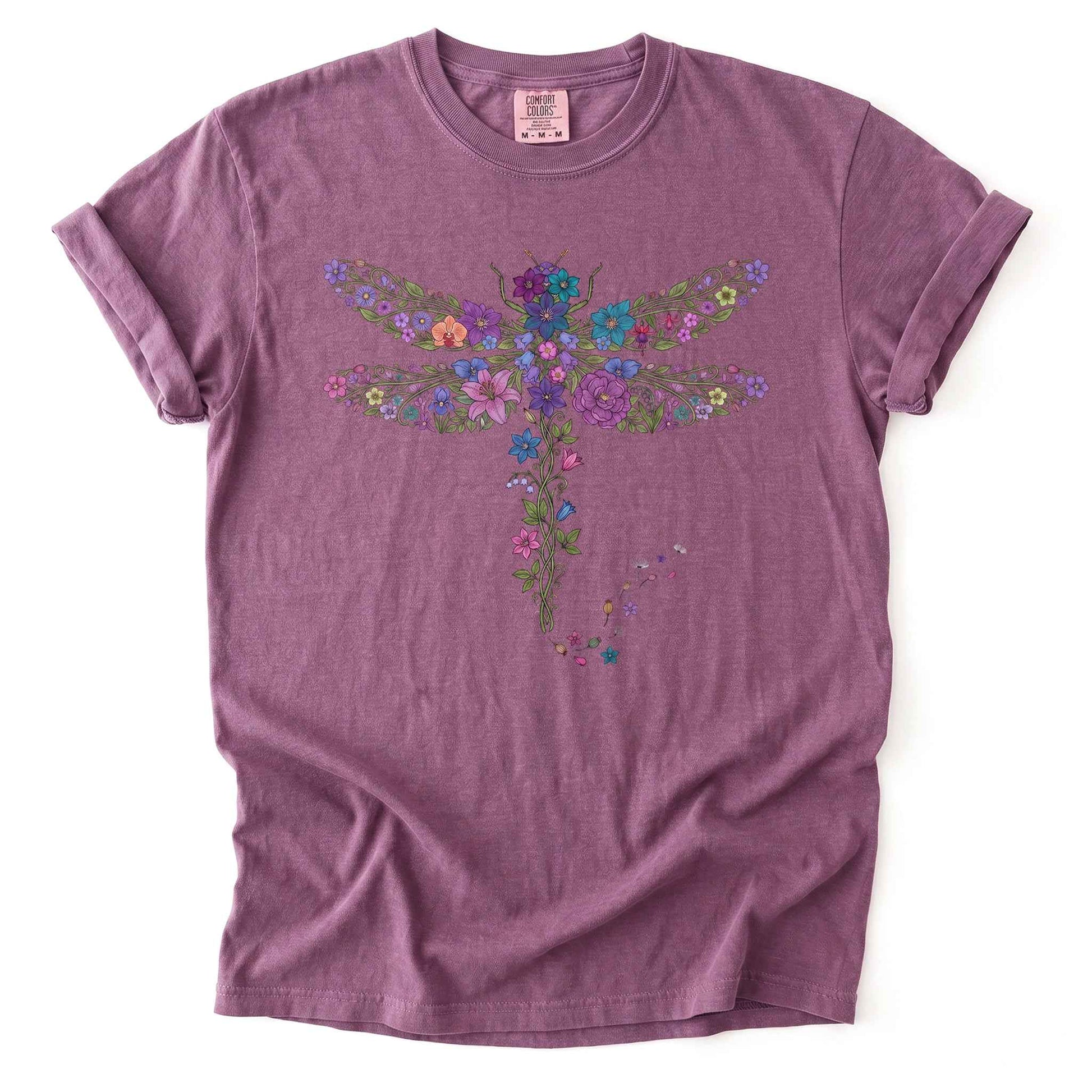 Botanical Floral Dragonfly Heavyweight T-Shirt