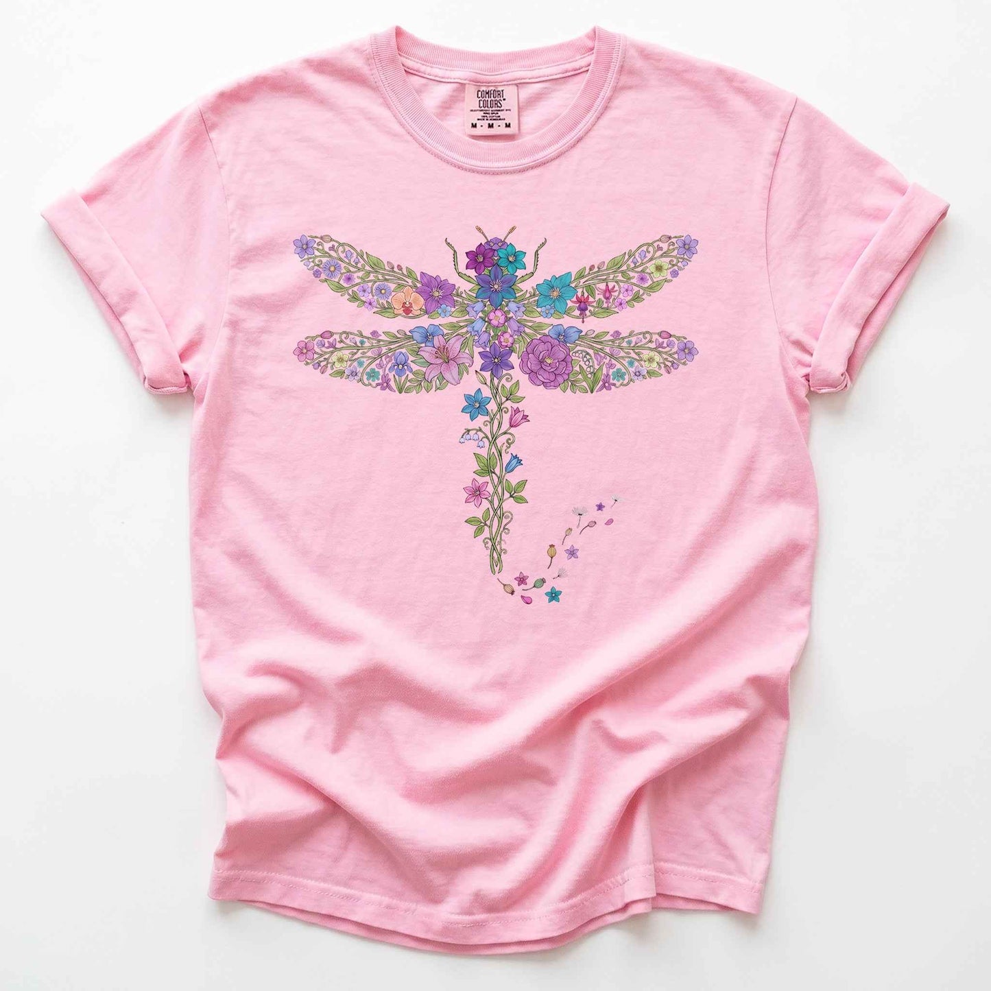 Botanical Floral Dragonfly Heavyweight T-Shirt
