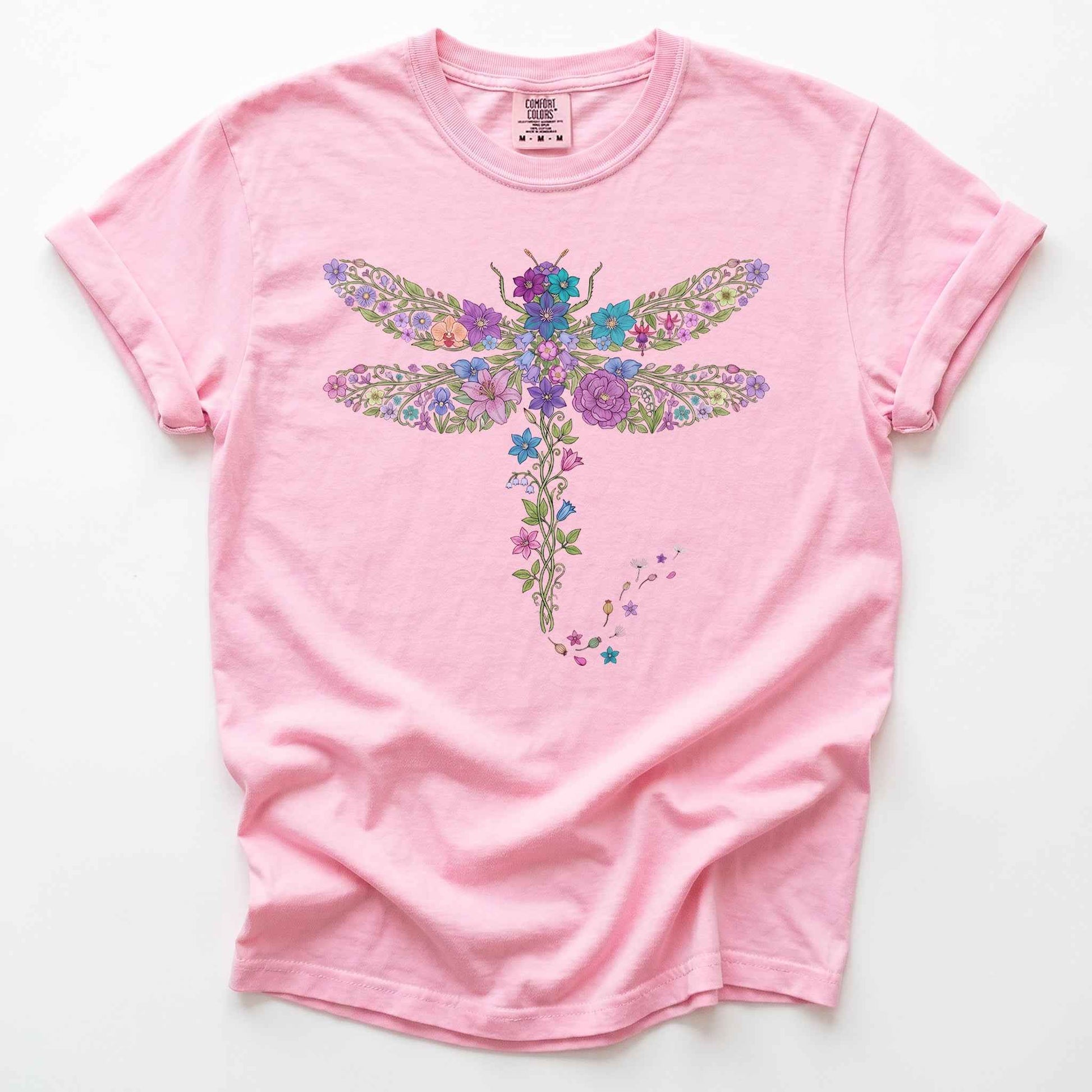 Botanical Floral Dragonfly Heavyweight T-Shirt