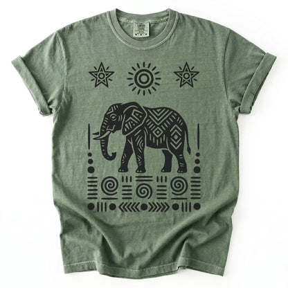 Elephant Block Print Vintage Washed T-Shirt