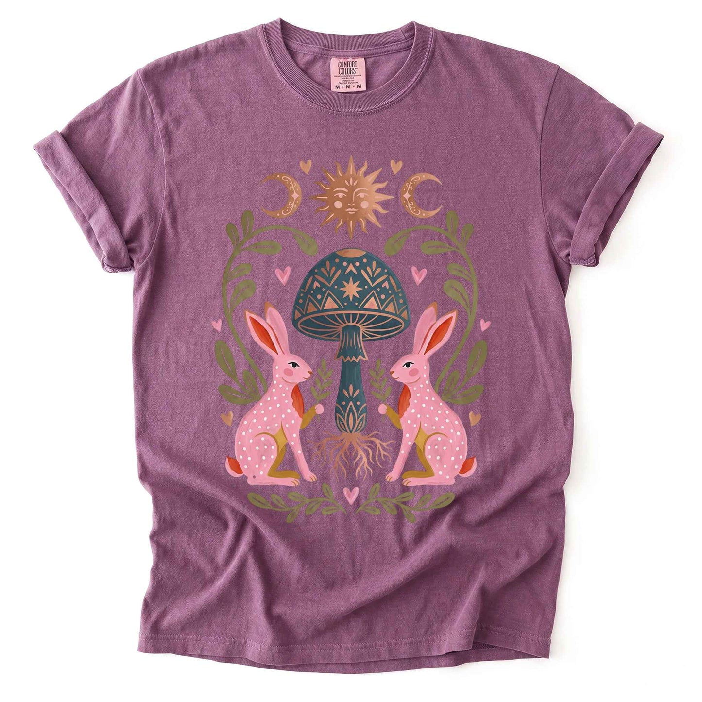 Enchanted Mushroom & Bunnies Vintage Washed T-Shirt