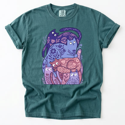 Folk Art Cats Heavyweight T-Shirt