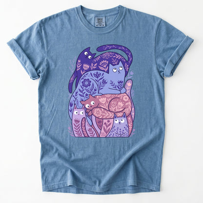Folk Art Cats Heavyweight T-Shirt