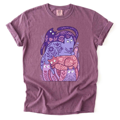 Folk Art Cats Heavyweight T-Shirt