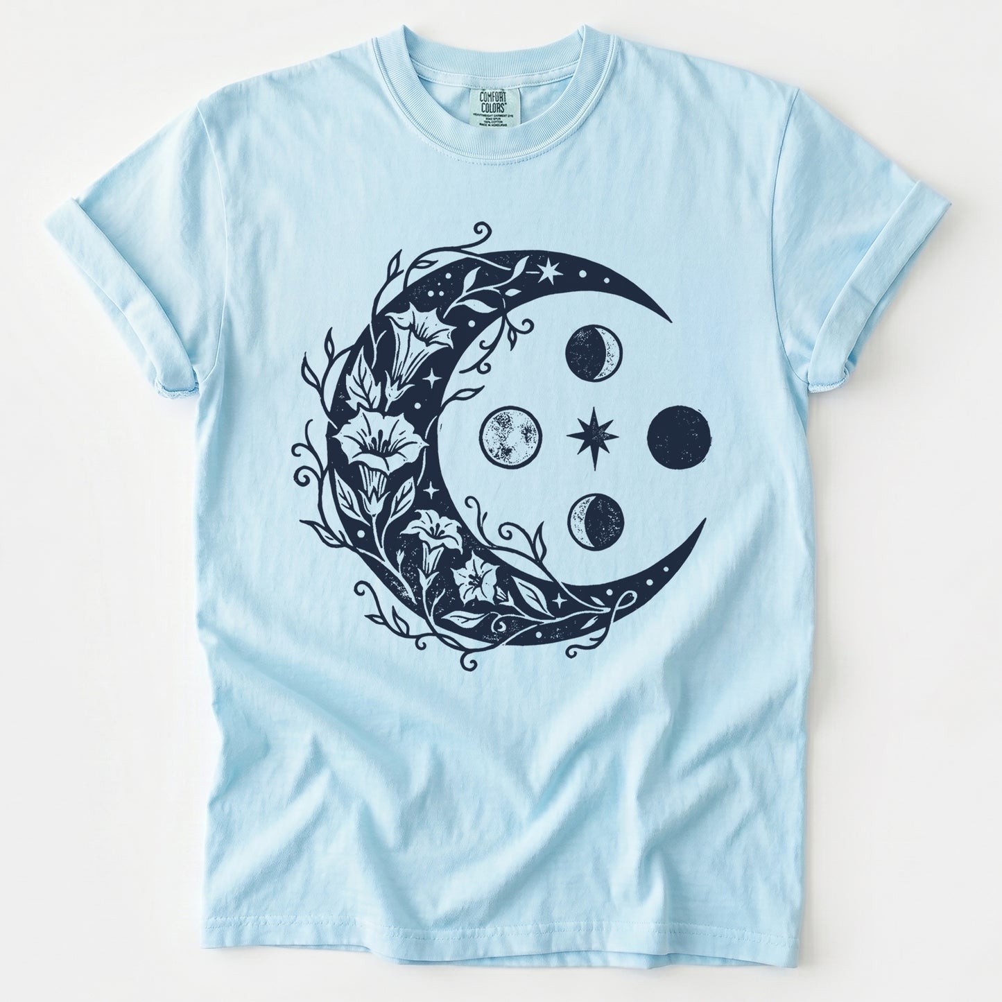 Floral Crescent Moon Vintage Washed T-Shirt