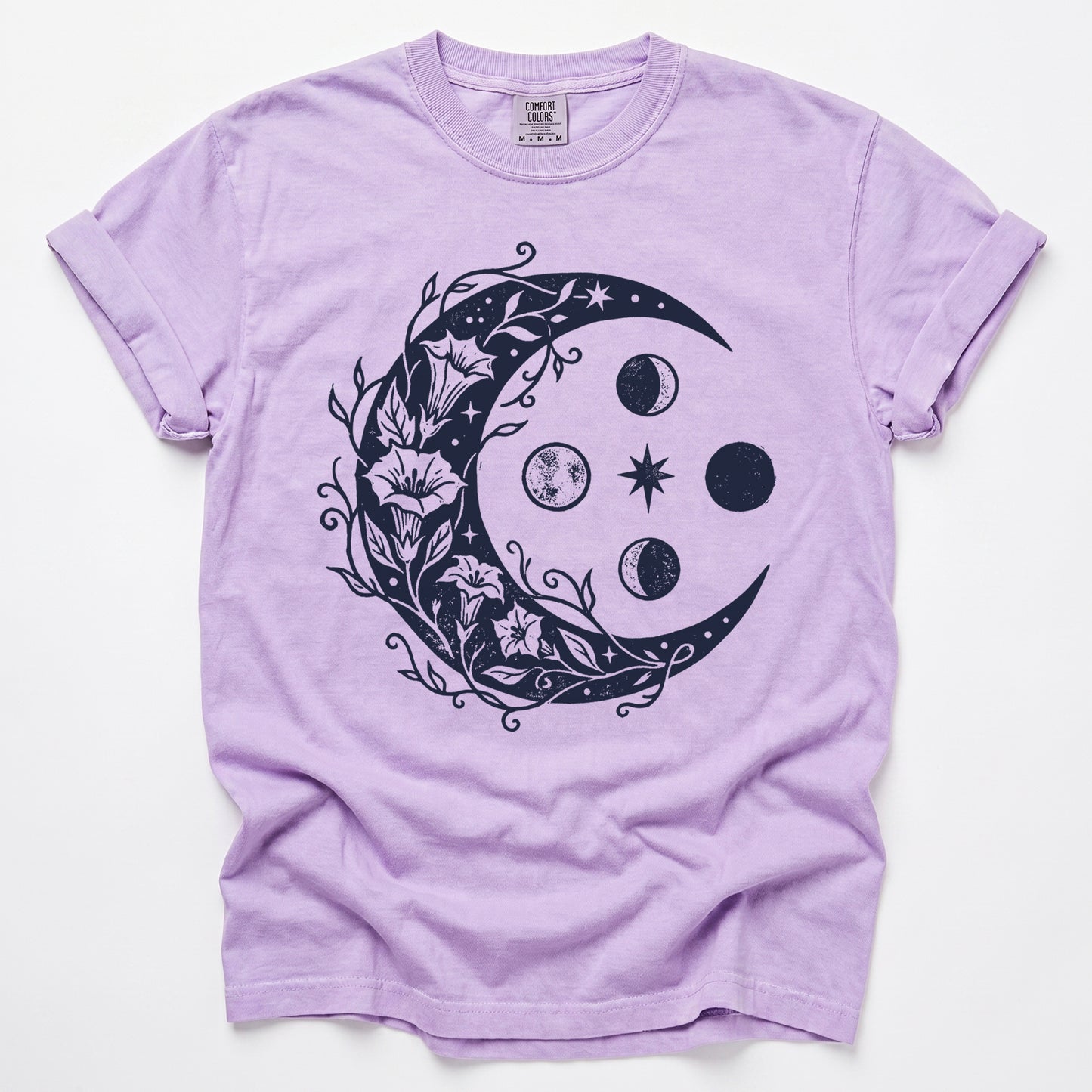 Floral Crescent Moon Vintage Washed T-Shirt