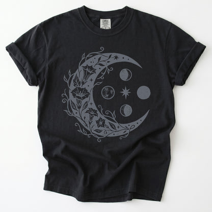 Floral Crescent Moon Vintage Washed T-Shirt