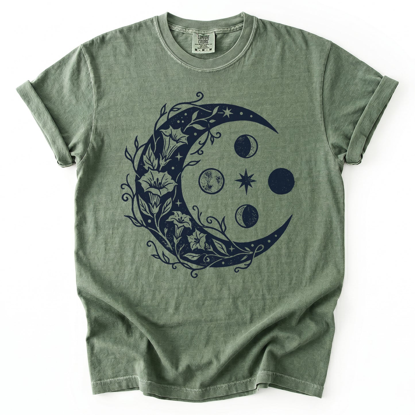 Floral Crescent Moon Vintage Washed T-Shirt