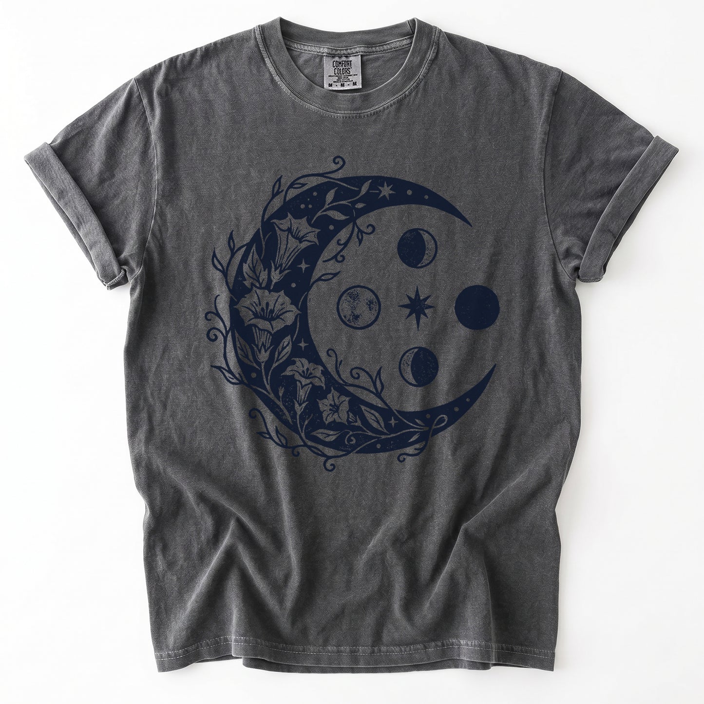 Floral Crescent Moon Vintage Washed T-Shirt