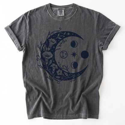Floral Crescent Moon Vintage Washed T-Shirt