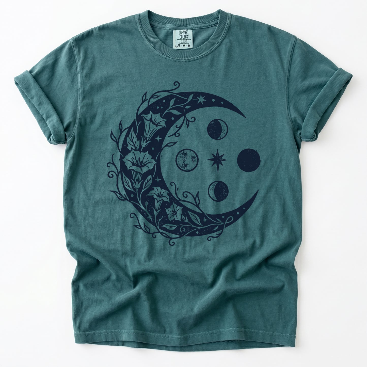 Floral Crescent Moon Vintage Washed T-Shirt