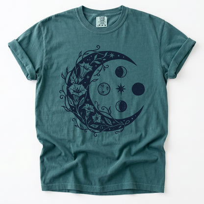 Floral Crescent Moon Vintage Washed T-Shirt