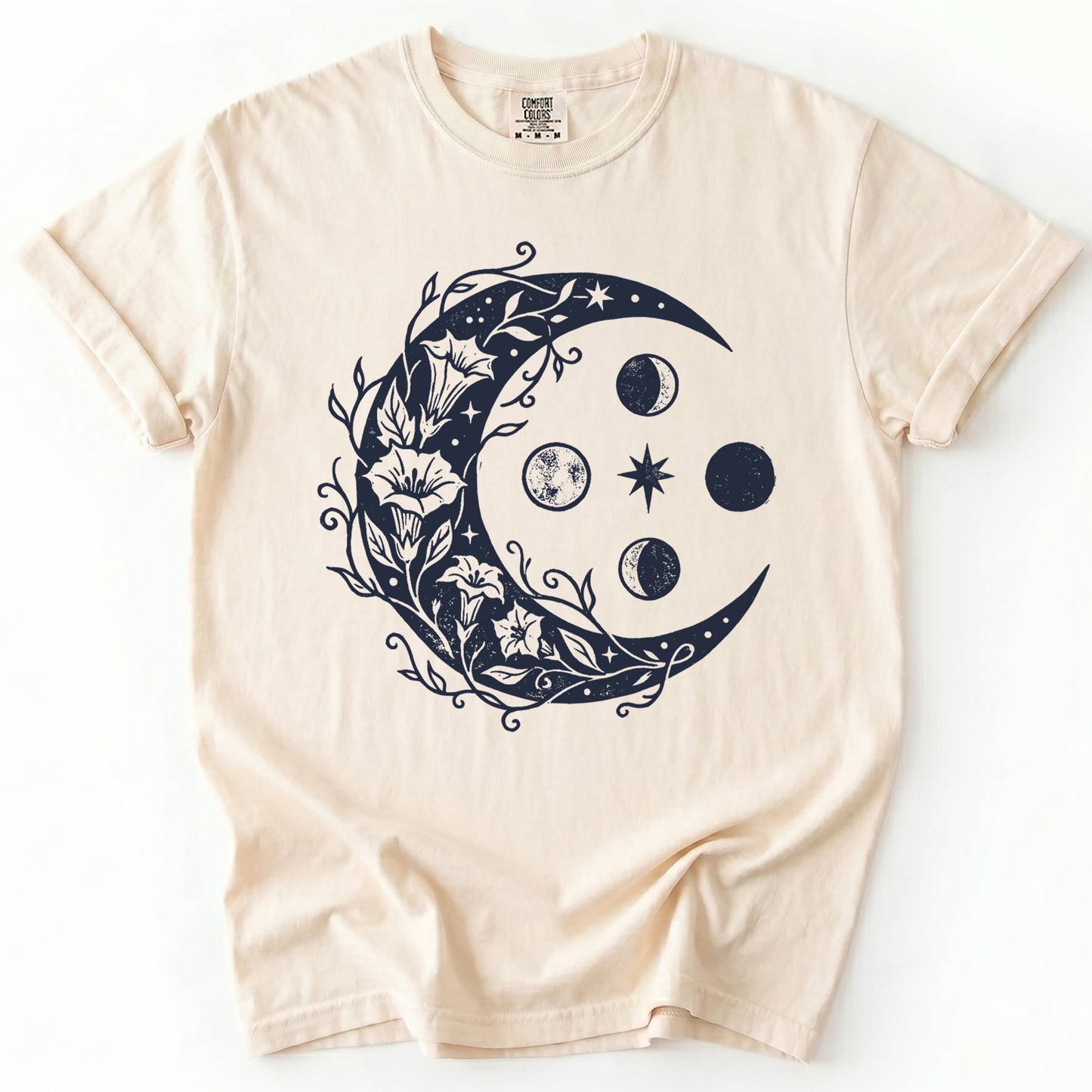 Floral Crescent Moon Vintage Washed T-Shirt