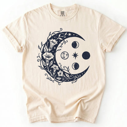 Floral Crescent Moon Vintage Washed T-Shirt