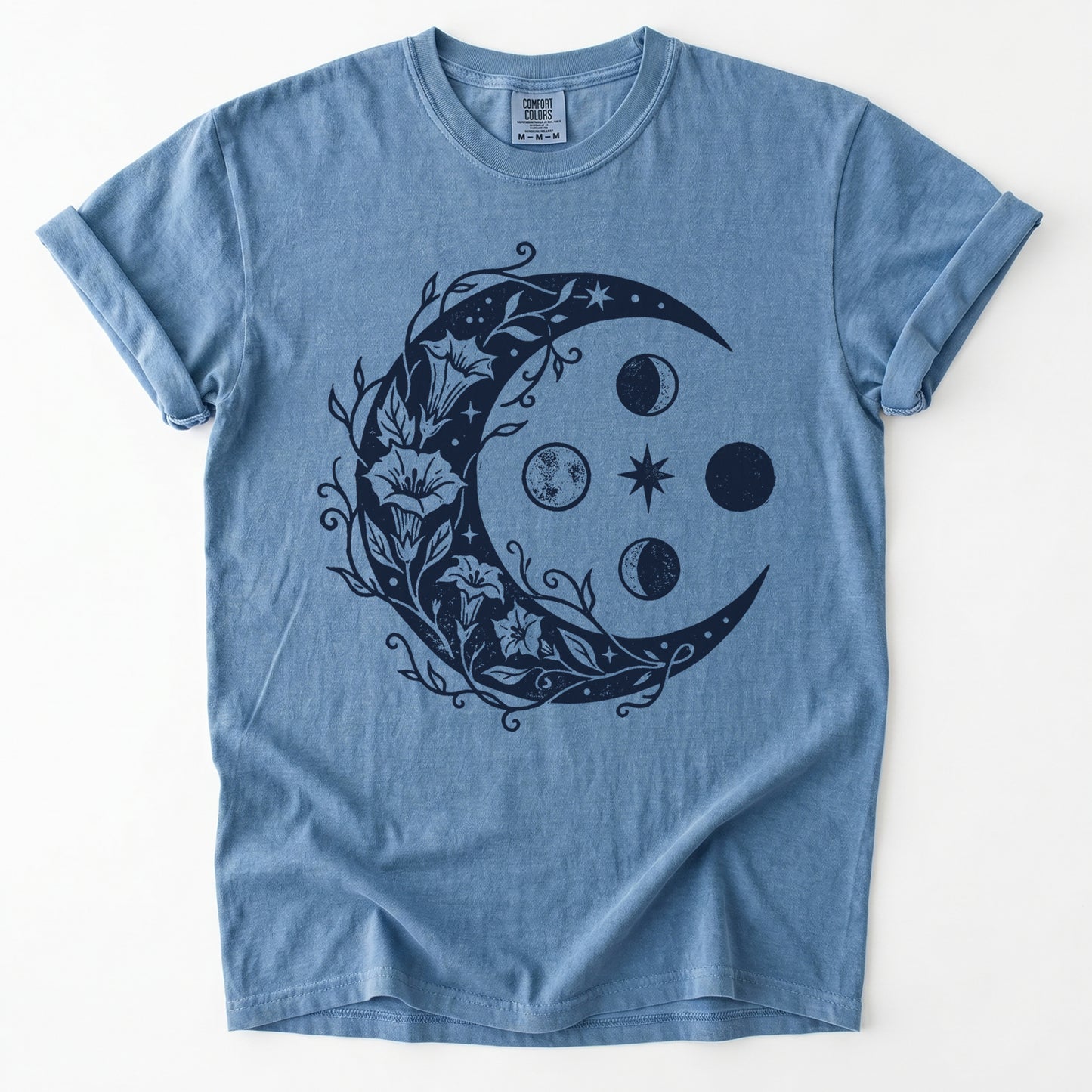 Floral Crescent Moon Vintage Washed T-Shirt