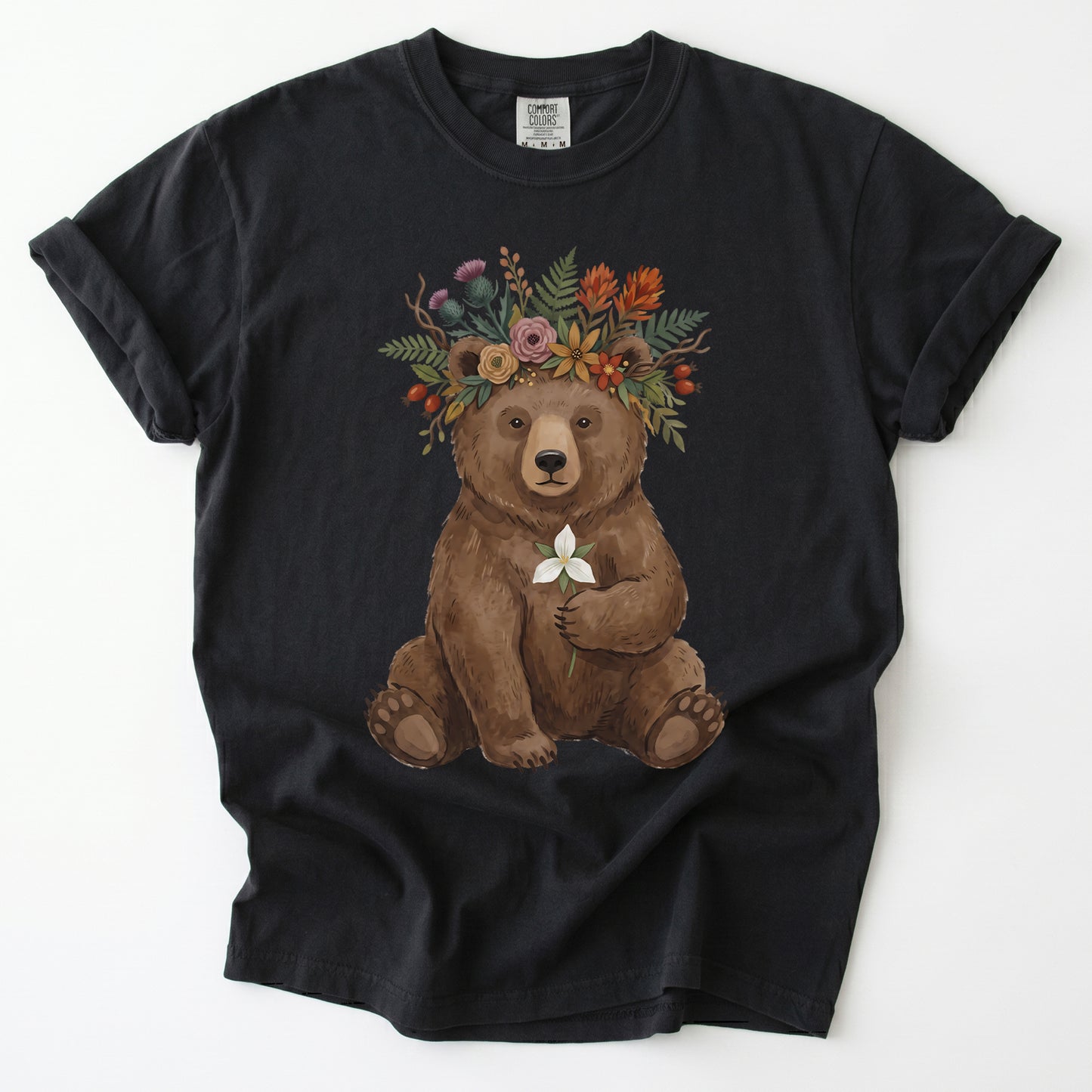 Floral Crown Bear Vintage Washed T-Shirt