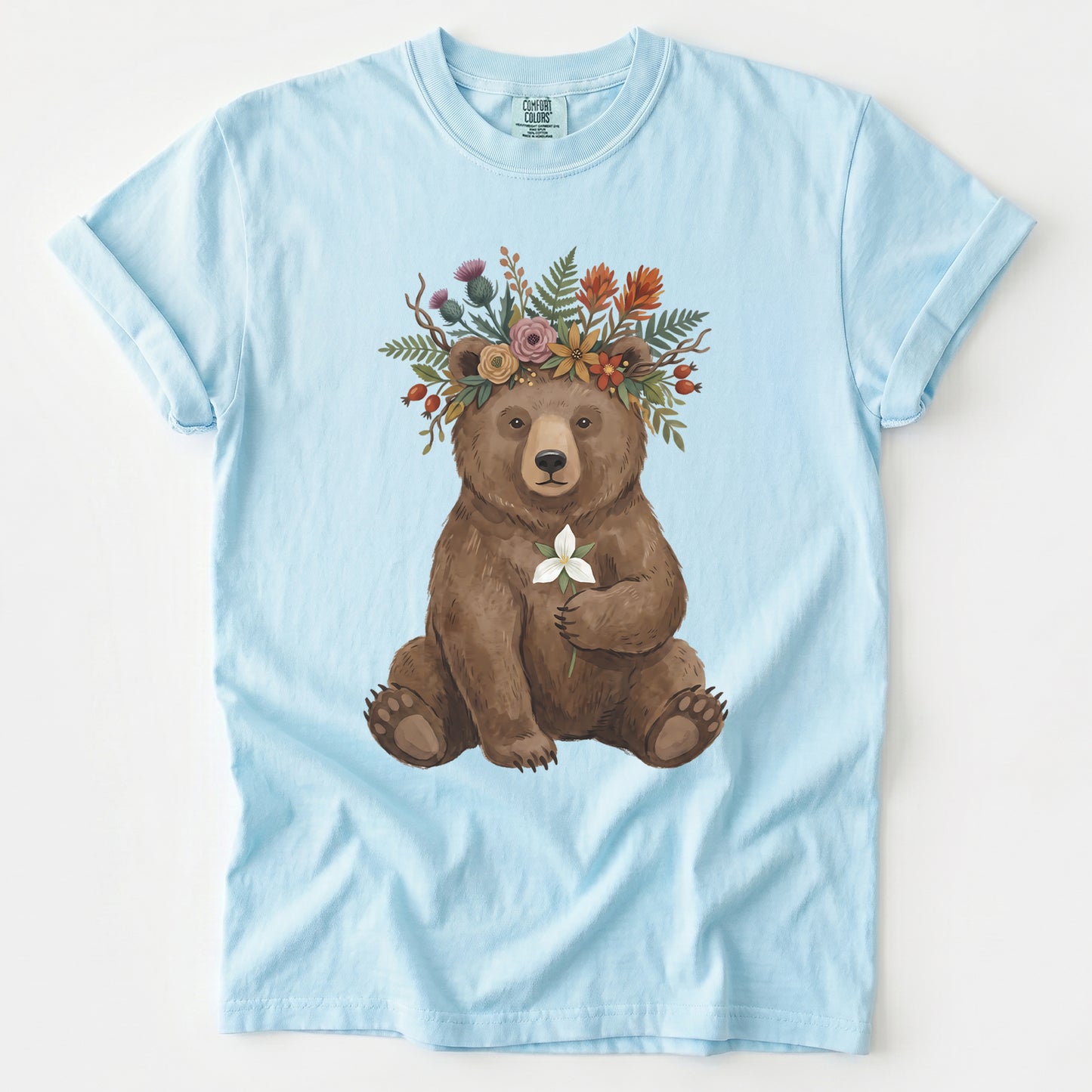 Floral Crown Bear Vintage Washed T-Shirt
