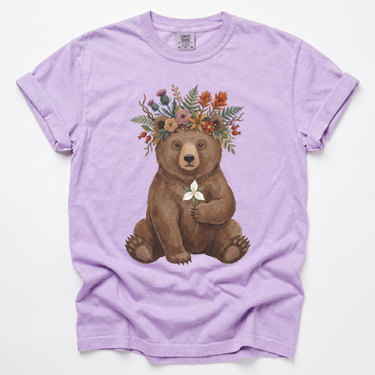 Floral Crown Bear Vintage Washed T-Shirt