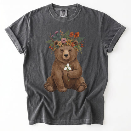 Floral Crown Bear Vintage Washed T-Shirt