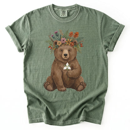 Floral Crown Bear Vintage Washed T-Shirt