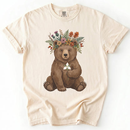 Floral Crown Bear Vintage Washed T-Shirt