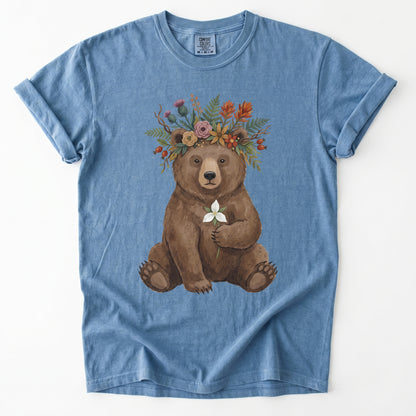 Floral Crown Bear Vintage Washed T-Shirt