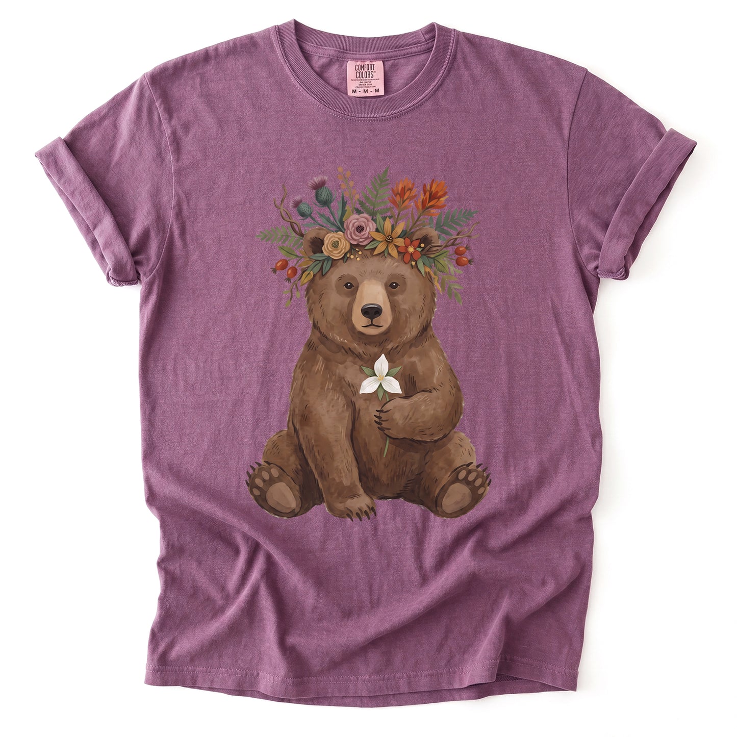 Floral Crown Bear Vintage Washed T-Shirt
