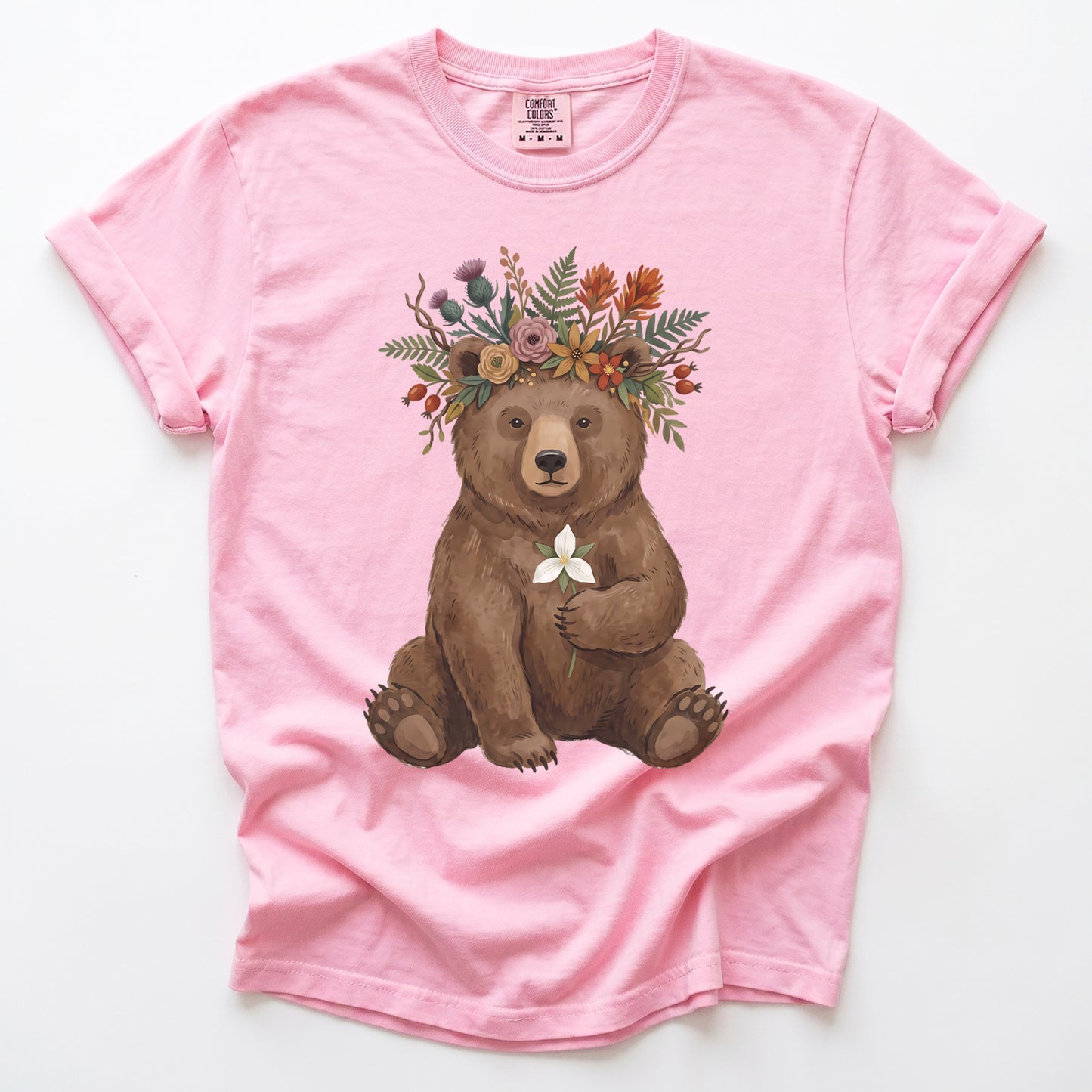 Floral Crown Bear Vintage Washed T-Shirt