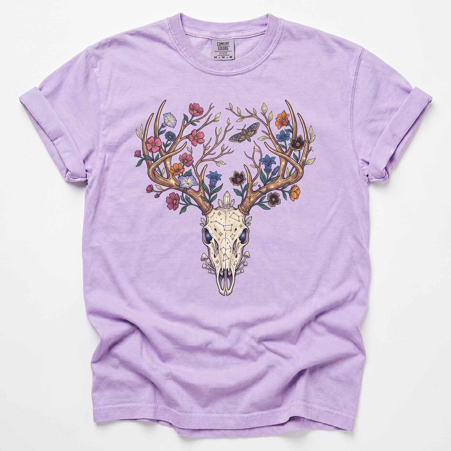 Floral Deer Skull Vintage Washed T-Shirt