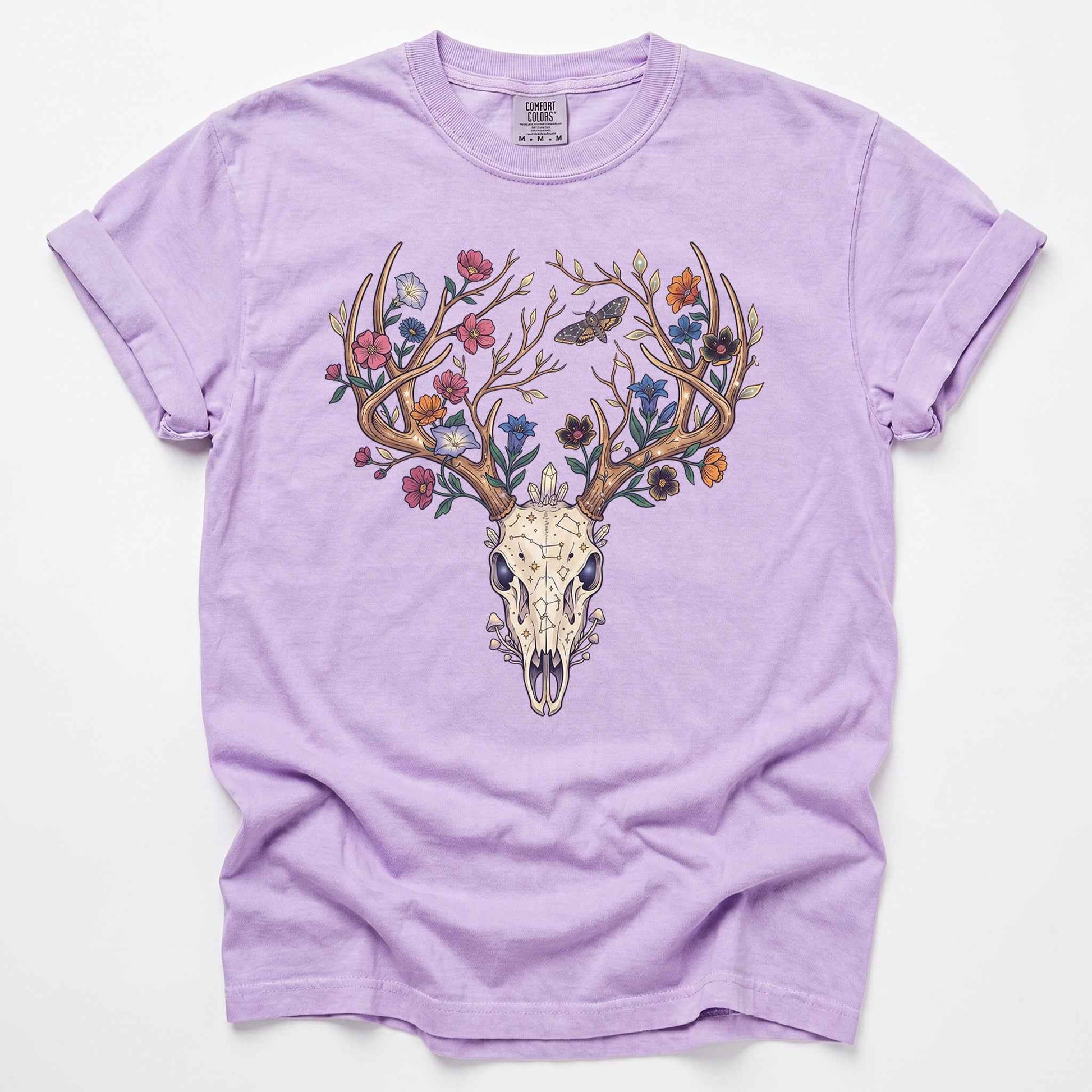 Floral Deer Skull Vintage Washed T-Shirt