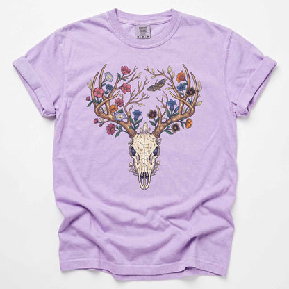 Floral Deer Skull Vintage Washed T-Shirt