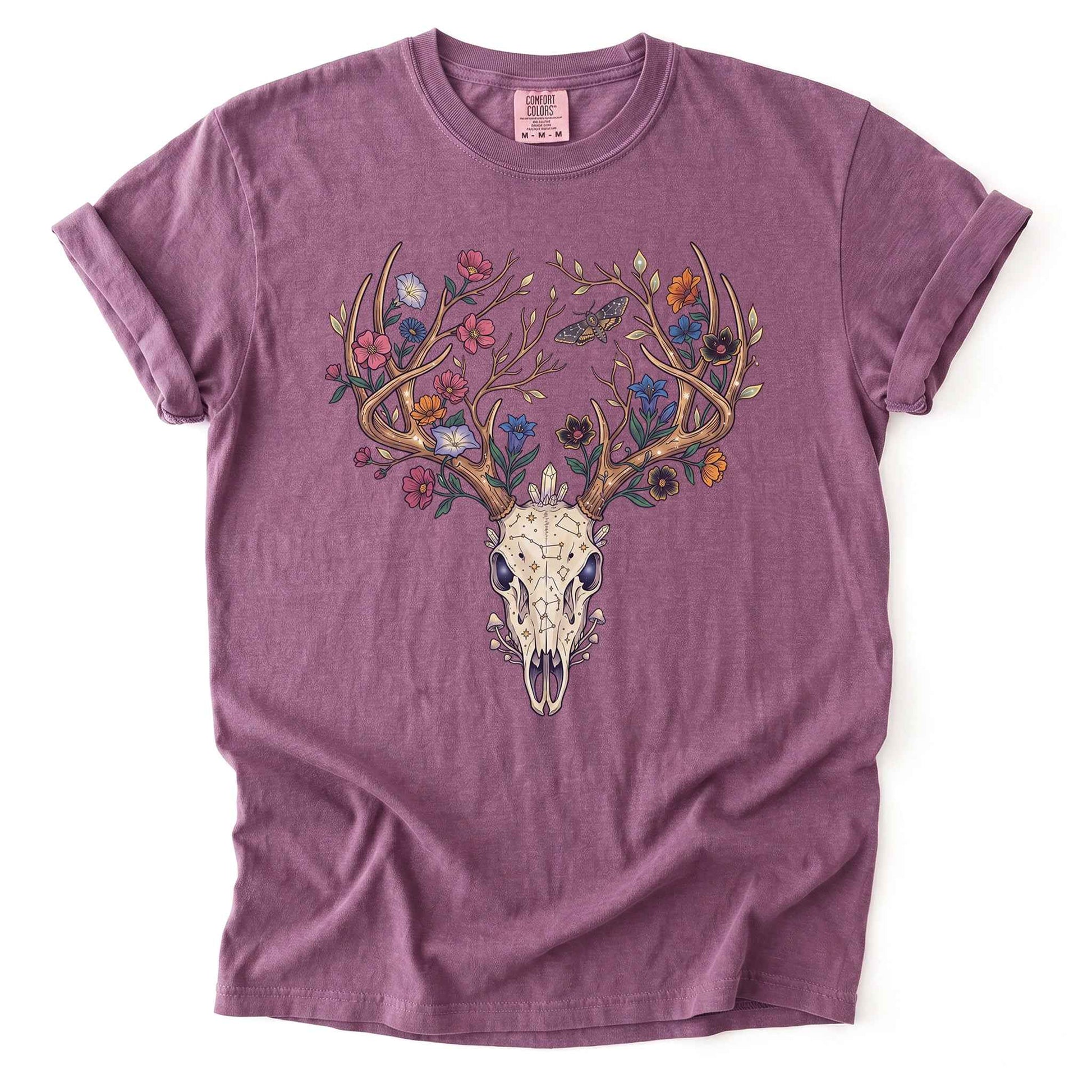 Floral Deer Skull Vintage Washed T-Shirt