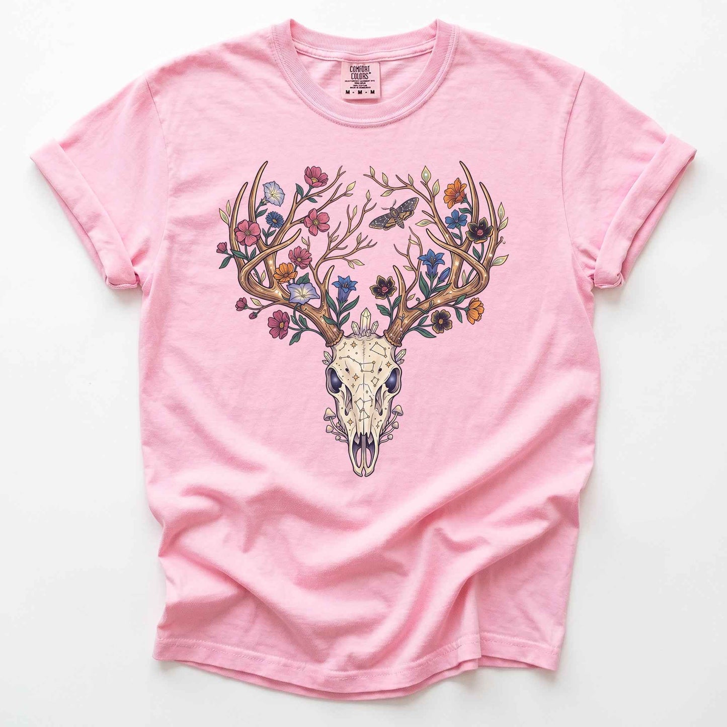 Floral Deer Skull Vintage Washed T-Shirt