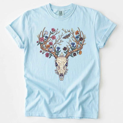 Floral Deer Skull Vintage Washed T-Shirt