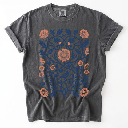 Floral Folk Art Bird Vintage Washed T-Shirt
