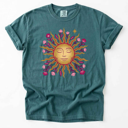 Celestial Floral Sun Heavyweight T-Shirt
