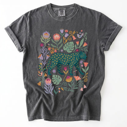 Whimsical Teal Leopard Vintage Washed T-Shirt